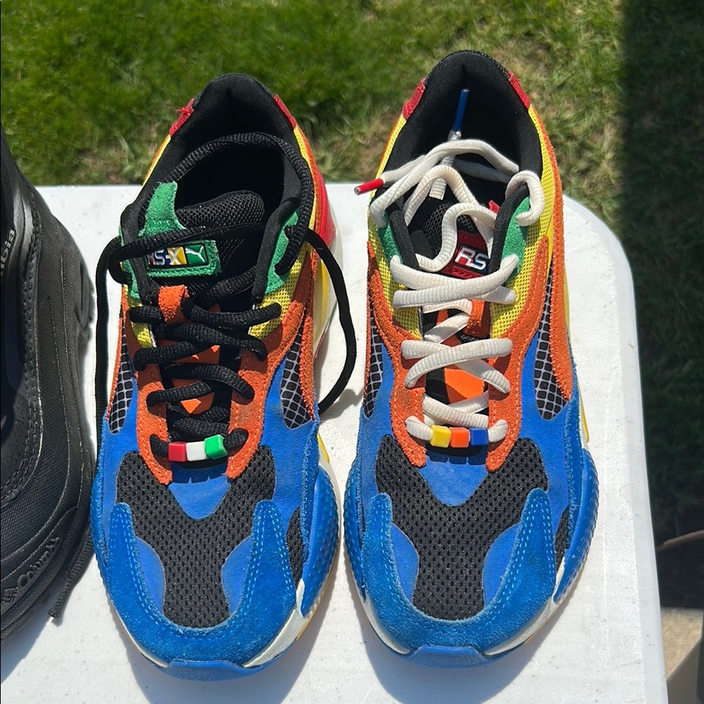 Puma Blue and Orange Athletic Shoes with Bold Design